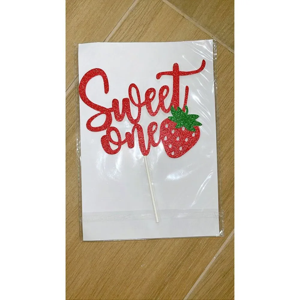 New Sweet One Birthday Cake Topper 1st Strawberry